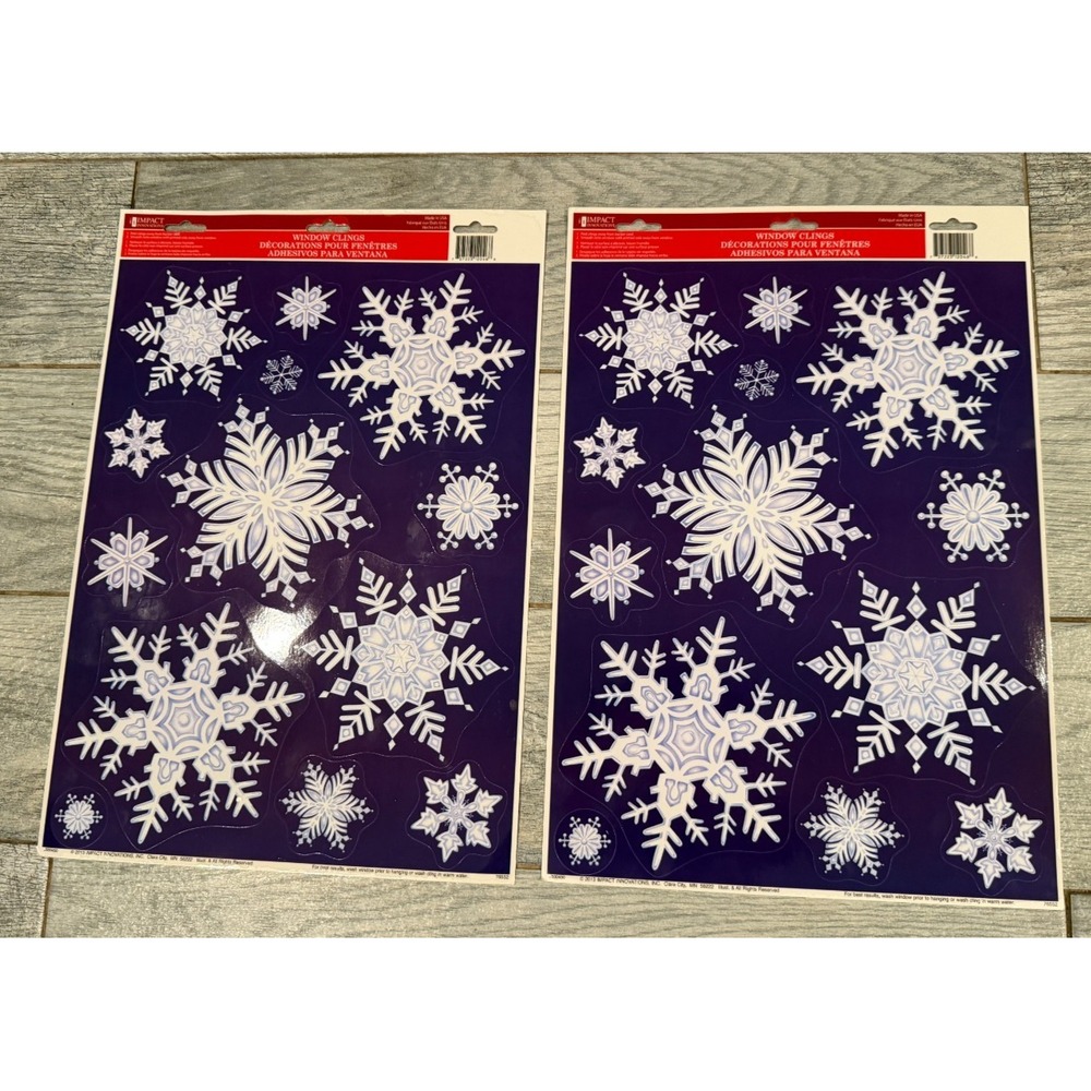 Christmas Window Clings‎ Snowflakes 2 Sheets Snow Winter USA Y2K 76552 Retro NWT